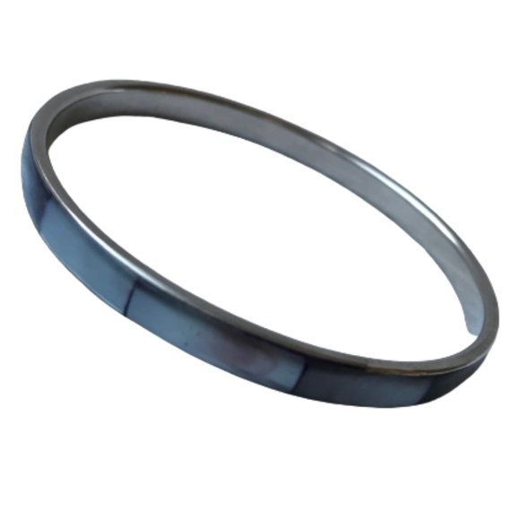 Vintage Shell Inlay Silver Boho Bangle Bracelets - Picture 6 of 16